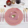 Dishes & Plates 50-Piece Disposable Tableware Bronzing Lace-Shaped Plastic Plate Set Birthday Wedding Party Supplies