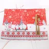 Mats Pads Santa Gnome Elk Christmas Table Tovagliette Tovaglietta rettangolare lavabile per le vacanze invernali