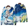 Anime Genshin Impact Keqing Fischl Hooded Sweatshirt Coat Loose Autumn New Men Women Student Harajuku Zipper Jacket Topps Cosplay Y0903
