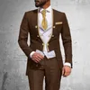 Męskie Garnitury Blazers Najnowsze Royal Blue Suit Mężczyźni 3 Sztuk Slim Fit Wedding Man Groom Tuxedo Double Breasted Gold Trim Kurtki Kamizelki Spodnie Zestaw Ogon