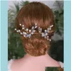 Gioielli per capelli Fermagli per capelli Barrette Spille da sposa Gioielli con fiori bianchi Copricapo in cristallo Donne eleganti Ornamenti per la sposa Aessories da sposa D