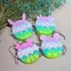 Macaron Rainbow Push Popper Fidget Pursnees Speelgoed Kerst Poppet Bubble Puzzel Rugzakken Portemonnees Kids Siliconen Portemonnee Ketting Tassen Crossbody Pouch Xmas Gift G978GE4