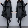 Parkas en duvet pour femmes femmes en cuir PU col tournant haute rue solide noir manteaux élégant hiver épais coton vestes vêtements d'extérieur amples