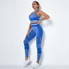 Örme Dikişsiz Hollow Kalça Kaldırma Spor Takım Elbise Sutyen Ve Tayt Seti Yoga Setleri Kadın Spor Giyim Eşofman Atletik Giyim 2 adet