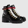 Yeni Arı Çöl Boot Deri Işlemeli Ayak Bileği Boot Martin Çizmeler Kadın Moda Gerçek Deri Tıknaz Topuk Deri Çizmeler EUR35-42