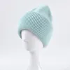 Bonnets en tricot solide concis couleur bonbon mode femmes hiver chaud Beanie mélange acrylique fourrure de lapin 8 couleurs mélangées en gros