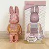 Nuovo blocco da costruzione violento Bearbrick Cat and Rabbit Qianqiu 400% Ornamenti a due colori in oro rosa Ringi della scatola cieca fatta a mano 28 cm