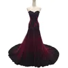 2022 Vintage Black and Burgundy Red Gothic Wedding Dress Mermaid Sweetheart Lace Tulle Victorian Bridal Gowns Plus Size Corset Bride Dresses