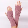 5本の指の手袋ニットハーフフィンガー女性冬の暖かいタッチスクリーンの固体ファッションスリーブカバーサーマルリスト