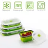 3 or 4PcsSet Foodgrade Silicone Lunch Box Collapsible Portable Bento EcoFriendly Fruit Container Y200429
