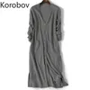 Korobov Koreaanse Single Breasted Long Trui Dames Zomer Lange Mouw Knit Cardigan Pockets Oversize Suiner Mujer 78413 210805