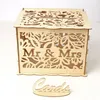 Emballage cadeau créatif bricolage boîte à cartes en bois fournitures de mariage creux entreprise connexion salutation