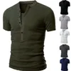 T-shirts pour hommes T-shirt Solid Slim Fit Col V Manches courtes Muscle Tee Summer Mâle Mode Casual Tops Henley Shirts240R