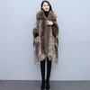 Winter Women's Capes Wool Shawl Ponchos Coat Faux Fur Cloak Batwing Sleeve Overcoat Lady Elegant Outwear Stoles Slå ner Collar Windproof Kostym