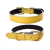 Gold Dornschließe Hundehalsband verstellbar Mode Leder Halsbänder Hals Hunde liefert Zubehör Großhandel