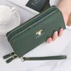 Fashion Double Zip Wallet Women039s Long Clutch Small Cute Bee Pearl Coin Purse DoubleLeryer Bags de téléphone mobile de grande capacité 6484245