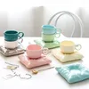 Kreatywne ceramiczne filiżanki kawy z poduszkami Płytki spersonalizowane filiżanki herbaty zestaw domowych akcesoriów stołowych wystrój unikalne prezenty dla niej