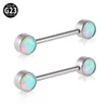 2PCS G23 Titanium Sexy Shield Bars Piercing Opal CZ Gem 14G Internally Thread Nipple Barbells Women Trendy Mamilo Jewelry