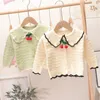 Flickor Cardigan Kids Coats Baby Ytterkläder Bomull Virka Stickmönster Barntröjor Höst Vinter Kläder Sweater Jacket Top C3