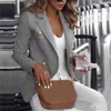 Elegant Black Blazer Women Jacket Coats Långärmad knapp Blaser Veste Femme Office Professional Plus Cardigans 211029