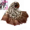 Rimpel Leopard Glitter Hijab Vrouwen Sjaals Katoen Lurex Sjaal Crinkle Muslim Hijab Hoofdband Winter Pashmina Sjaals / Sjaal