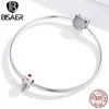 Bisaer rosa glass pärlor 925 sterling silver röd körsbär charms sommar hänge passform armband halsband smycken ecc1533 q0531