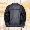 Giacca da uomo in pelle sintetica 2021 vintage marrone genuina da uomo stile motociclista Plus Size 5XL colletto alla coreana cappotto da motociclista sottile in vera pelle bovina naturale