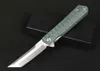 Fast shiped Flipper Folding Knife 8Cr14Mov Satin Tanto Point Blade G10 + Stainless Steel Sheet Handle Ball Bearing EDC Pocket Knives