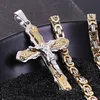 Chains Jewelry Men039s Byzantine Gold And Silver Stainless Steel Christ Jesus Cross Pendant Necklace Chain Fashion Cool5475532