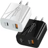 Charge rapide rapide QC3.0 20W 12W PD Chargeur mural double ports Adaptateurs secteur EU US pour Iphone 14 15 11 12 13 Samsung LG téléphone Android avec boîte de vente au détail