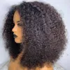 Mongólio Afro Kinky Curly Bob Rendas Front Human Human Wig Para As Mulheres Africanas Prejuídas 360 Perucas frontais V U Parte 16 polegadas 150% Densidade pronta para enviar