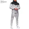 SiteWeie 2 Piece Set Sweat Suits For Men Casual Sports Tracksuits Zip Up Sweatshirts and Sweatpants Suits Men Clothing L494 201210