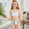 Traje de baño a rayas multicolor para niñas, conjunto de Bikini lindo para vacaciones, traje de baño de dos piezas, traje de baño para niños, ropa de playa de verano, traje de baño 1490147