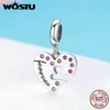 WOSTU 100 % 925 Sterling Silber Der Schlüssel des Herzens baumelt Charm für Perlenarmband-Anhänger-Halskette DIY Liebhaber Schmuck Geschenk CQC638 Q0531