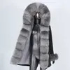 CXFS Giacca invernale impermeabile da donna Cappotto in vera pelliccia Naturale Vera pelliccia di procione con cappuccio lungo Parka Tuta sportiva staccabile 211007