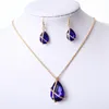 Handgemaakte grote Teardrop edelsteen hanger ketting oorbellen sieraden sets