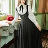 Yosimi 2 Piece Outfits Autumn Winter Women Full Sleeve Lantern Sleeve White Shirt and Black Strap Dress Skirt Set Midcalf 201102