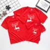 Matching Family Look Outfits Christmas Reindeer Casual Cotton Top Summer Short Sleeve t-shirt Father Mother and Daughter Clothes 210713