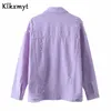 KlkxMyt Ins Blogger High Street Lavender Oversize Ripped Denim Kurtka Kobiety Casaako Feminino Jaqueta Feminina Bomber Coat 210527