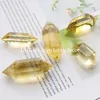 10Pcs Handmade Polished Citrine Quartz Double Terminated Point Carved Healing Reiki 6 Sided Natural Yellow Crystal Gemstone Prism Specimen