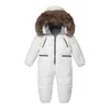 -30 stopni zima gruba kurtka Duża rozmiarze Boy Jumpsuit Ski Girls White Wodoodporne śnieg 90% Duck 211203