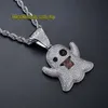 European och American Ghosts Tongue Out Funny Expression Iced Out Diamond Hip Hop Pendant Street Hipster full av CZ Diamond Inlagda halsband