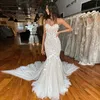 Straplez Dantel Mermaid Gelinlik Gelinlikler Aplike Sweep Tren Dantel-up Geri Gelin Elbiseler Artı Boyutu Vestidos de Noiva