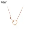 Lokaer Temperamento Geometrico Collana con sfera circolare Acciaio al titanio Catena per clavicola color oro rosa Collana semplice N20240