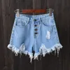 Jocoo Jolee High Waist Ripped Tassel Denim Shorts Vintage Harajuku Sexig Jean Shorts Casual Summer Button Fly Short Jeans 210619