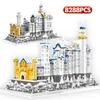 8288PCS Diamond Sneeuwende Swan Castle Architecture Building Blocks Micro Bricks Sets Educatief Speelgoed voor Kinderen Kerstcadeaus Y220214