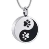 Collier pendentif crémation empreinte de patte de chien motif potins rond pendentif cendres souvenir animal de compagnie oiseau chat mémorial