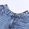 TwotwinStyle повседневные джинсовые шорты юбки высокая талия рваные подол свободные ручки короткие штаны женские мода одежда весна прилив 210302