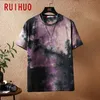 Ruihuo Tie Dye Kortärmad T-shirt Fashion Streetwear Hip Hop T-tröja för män Tshirt Japansk kläder Man M-5XL 210716