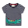 Jumping Meters Estate Cotone Applique Cute Ragazzi Ragazze T-shirt Manica corta Bambino T-shirt casual Bambini Stripe Tops Abbigliamento 210529